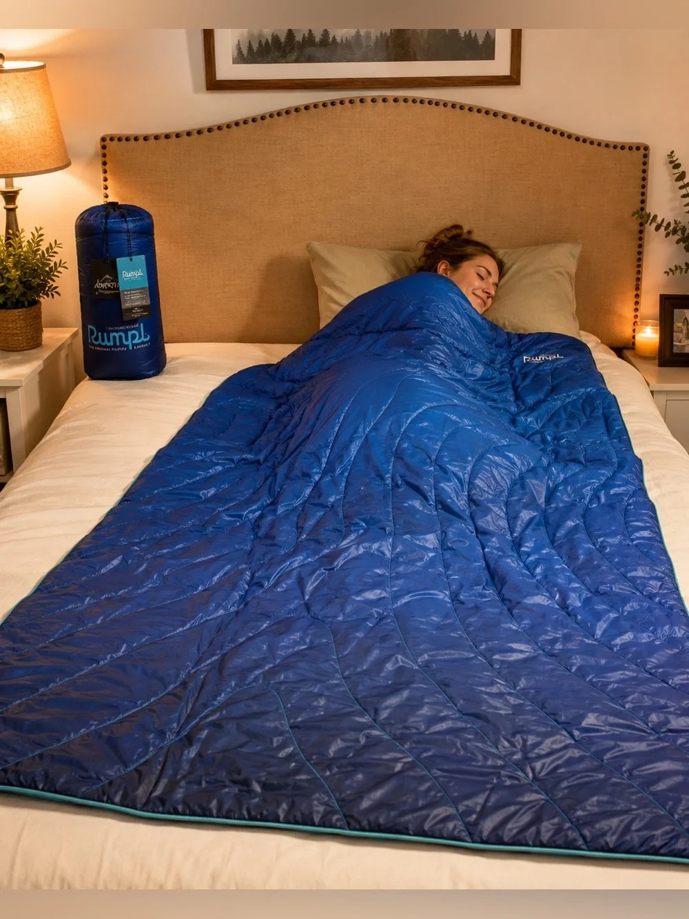NEW Rumpl Original Puffy Blanket – Ocean Fade – 1 Person 52” x 75”